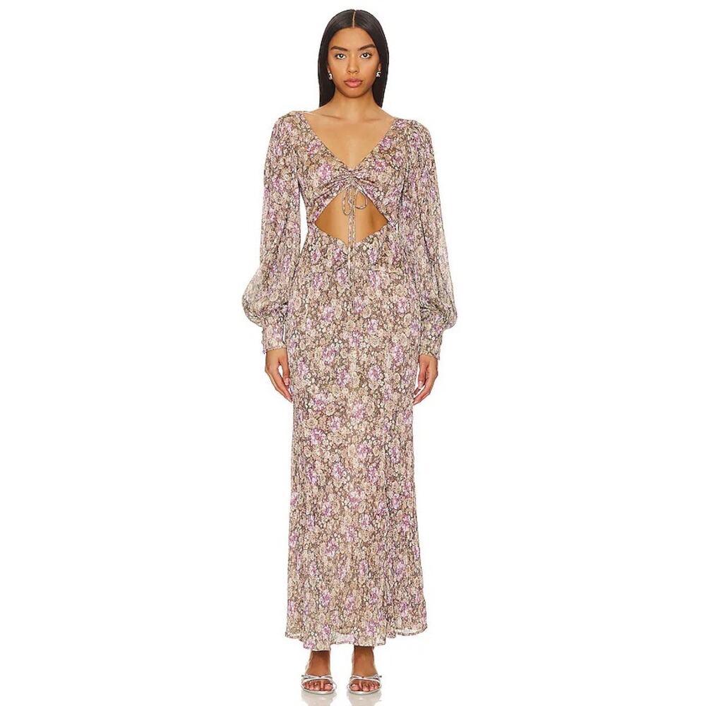 For Love & Lemons Wynne Maxi Dress Purple NWT M $299 Retail